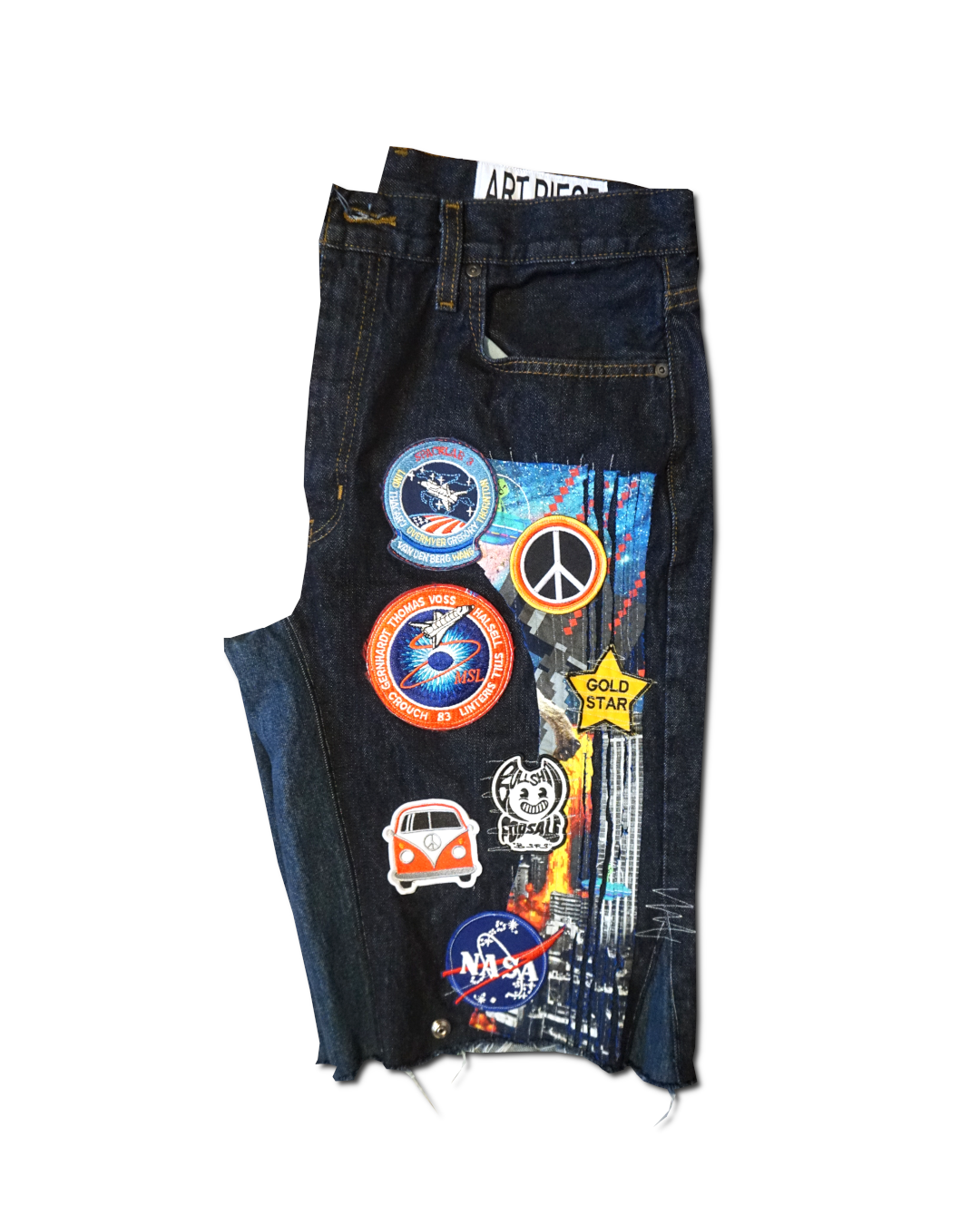 1OF1 Patch Work Jean Short 008