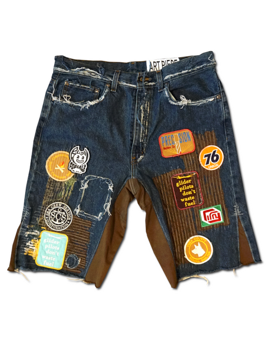 1OF1 Patch Work Jean Short 001