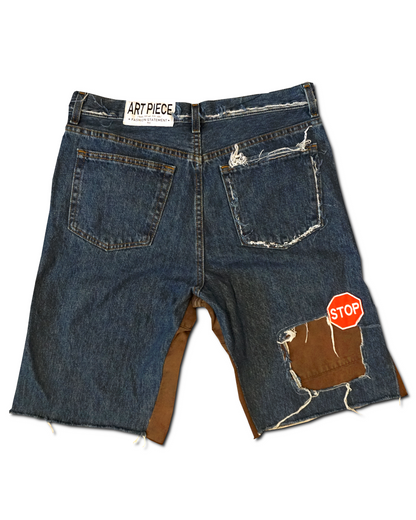 1OF1 Patch Work Jean Short 001