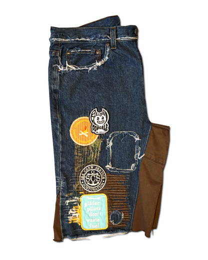 1OF1 Patch Work Jean Short 001